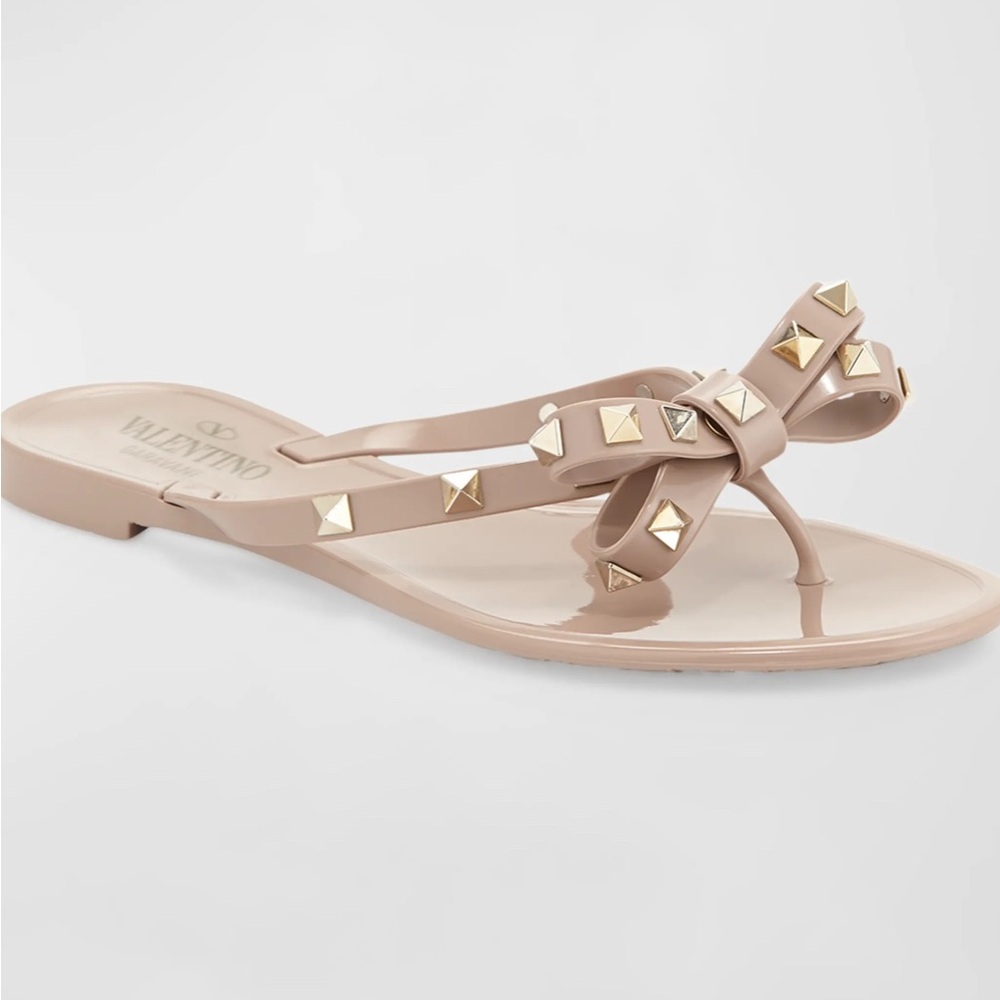 Valentino Rockstud PVC Flat Thong Sandals